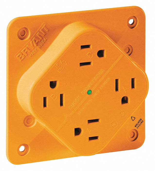 Receptacle Orange Quad Outlet 15A 125VAC