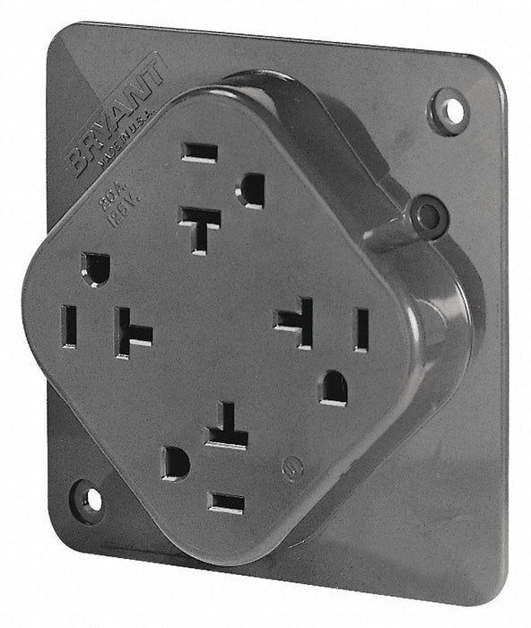 Receptacle Gray 20 A 2P3W Back Side 1PK