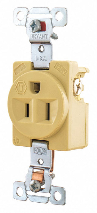Receptacle Ivory Single Outlet Back/Side