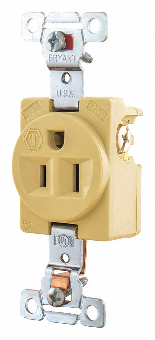 Receptacle Ivory Single Outlet Back/Side