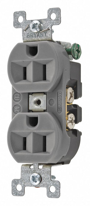 Receptacle Gray 15A 3 Wires Flush Mount
