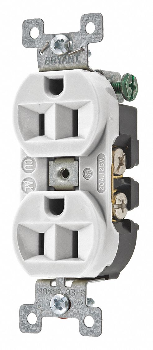 Receptacle White 15A 2 Poles Flush Mount