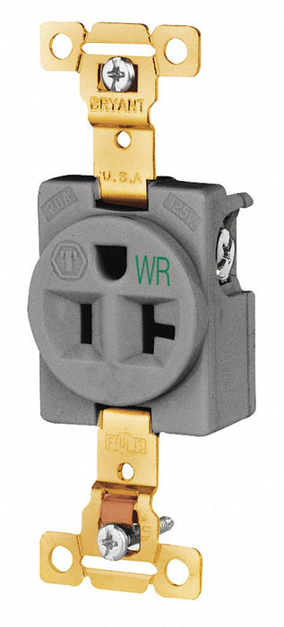 Receptacle Gray 20A 125VAC Single Outlet
