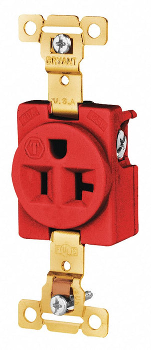 Receptacle Red 20A 125VAC Single Outlet