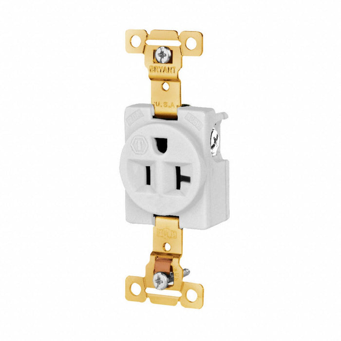 Receptacle White 20A Nylon Single Outlet
