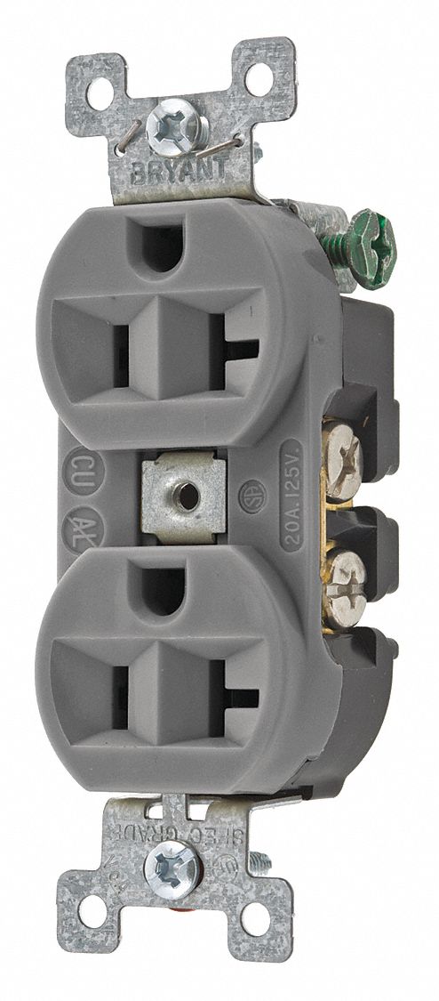 Receptacle Gray 20A 125VAC Duplex Outlet
