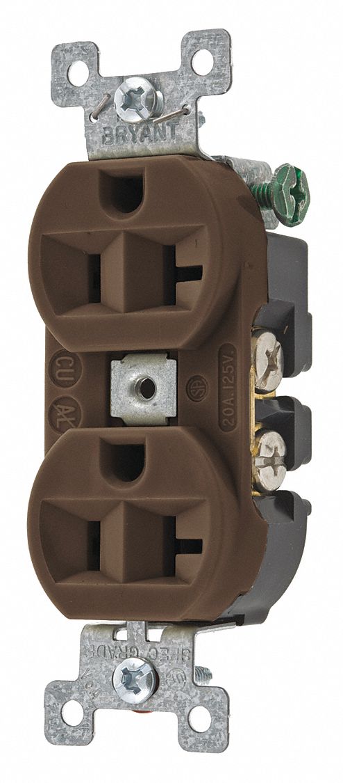 Receptacle Brown 20A Nylon Duplex Outlet