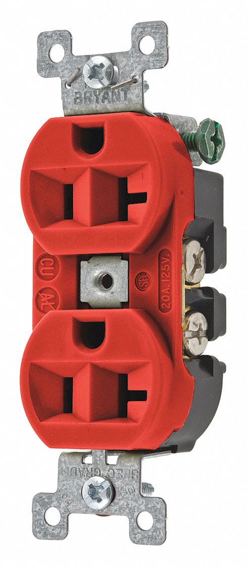 Receptacle Red 20A 125VAC Duplex Outlet