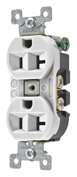 Receptacle White 20A Nylon Duplex Outlet