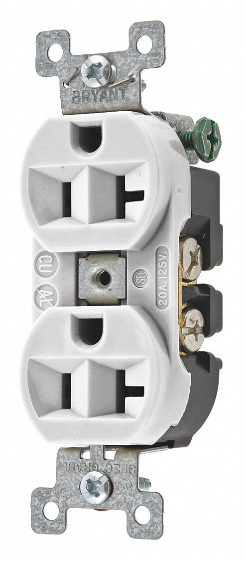 Receptacle White 20A Nylon Duplex Outlet