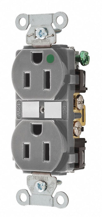 Receptacle Gry 15A 125VAC Duplex Outlet