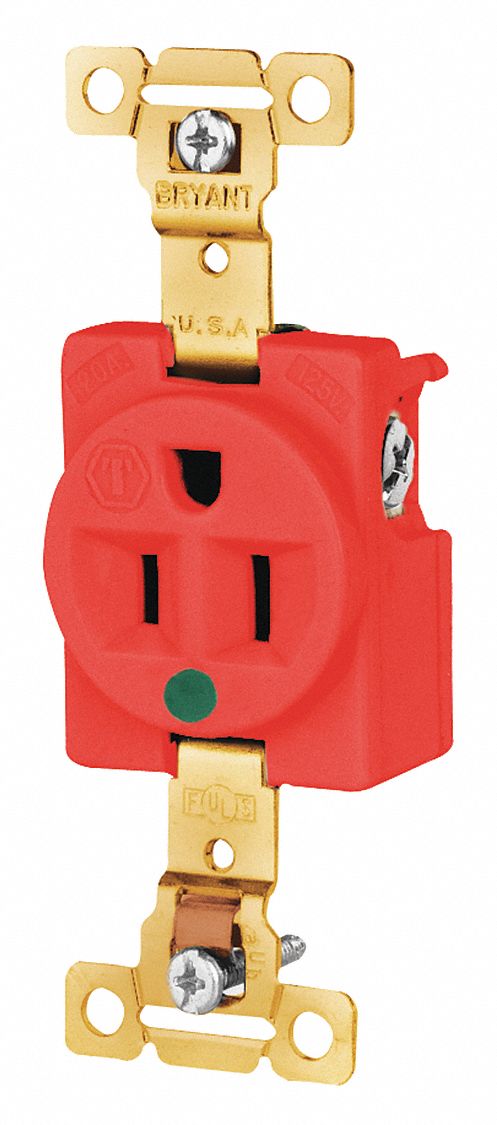 Receptacle Red 15A 125VAC Single Outlet