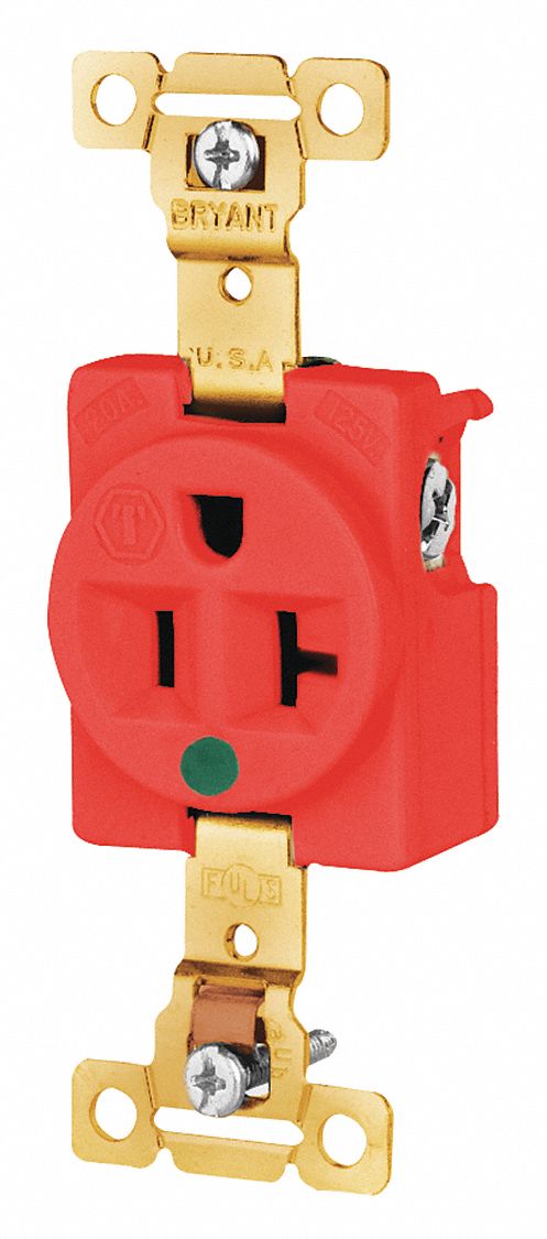 Receptacle Red Hospital Grade 125VAC