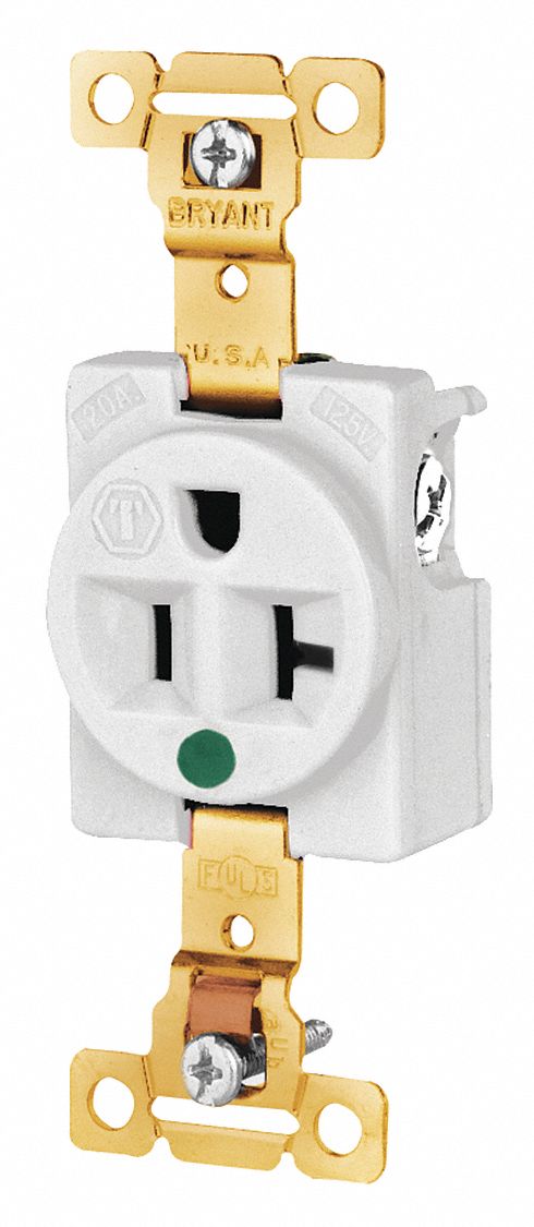 Receptacle White 20A Back/Side 125VAC