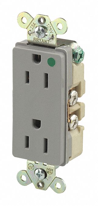 Receptacle Gray 15A Back/Side 125VAC