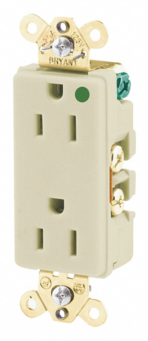Receptacle Ivory 15A Back/Side 125VAC