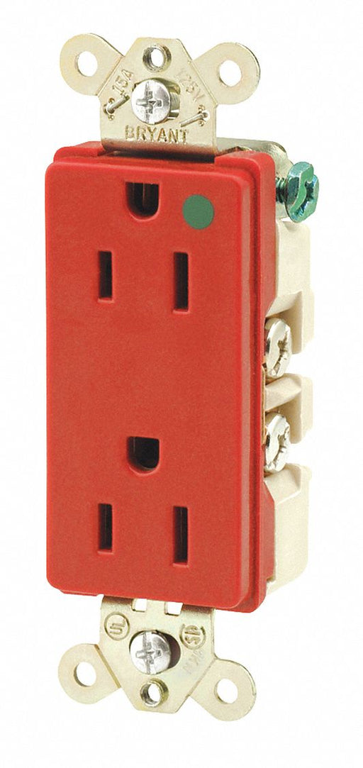 Receptacle Red 15A Hospital Grade 125VAC