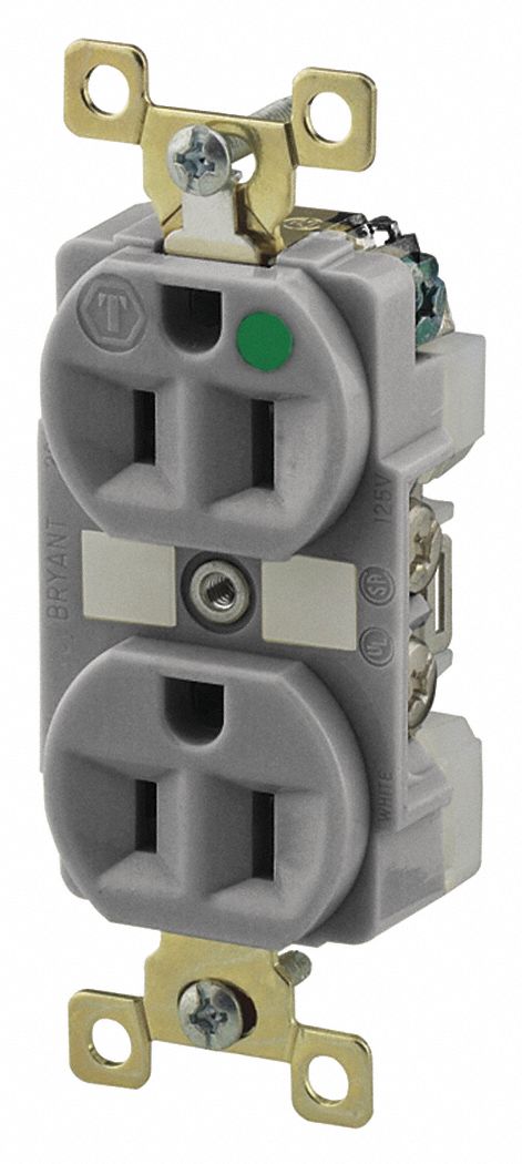 Receptacle Gray 15A 125VAC Illuminated