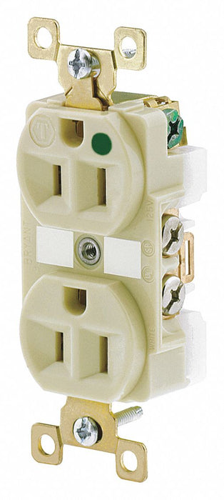 Receptacle Ivory 15A 125VAC Flush Mount