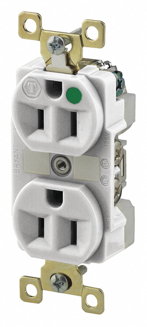Receptacle White 15A 5-15R NEMA Config.