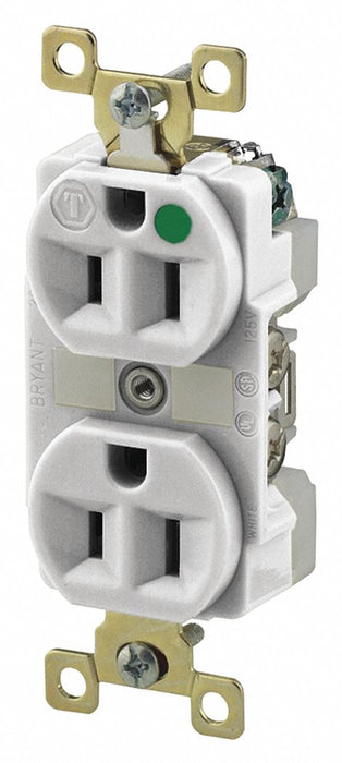 Receptacle White 15A 125VAC Illuminated