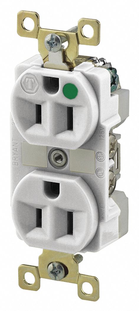 Receptacle White 15A 125VAC Illuminated