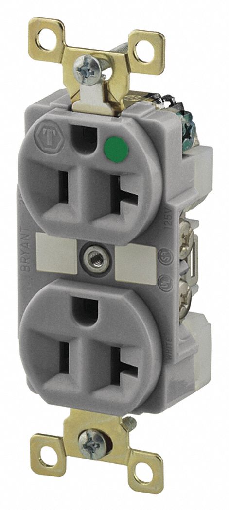 Receptacle Gray 20A 125VAC Illuminated
