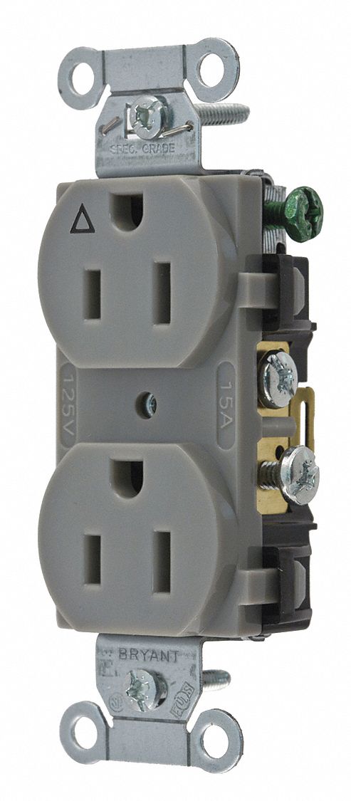Receptacle Gray 15 A 2P3W Back Side 1PK