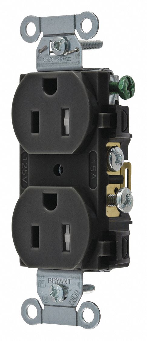 Receptacle Blk 15A Tamper Resist. Nylon
