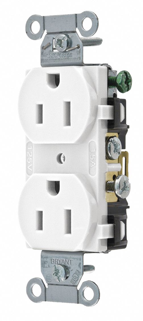 Receptacle White 15A 125VAC Side Winning