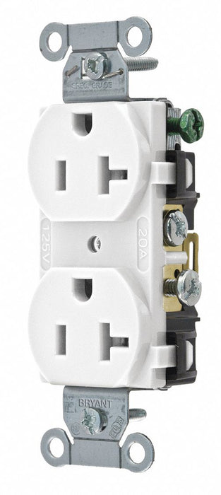Receptacle White 20A Duplex Outlet Nylon