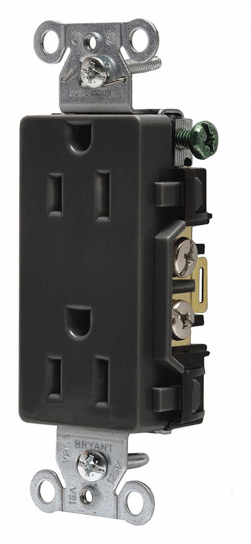 Receptacle Black 15A Flush Mount 125VAC