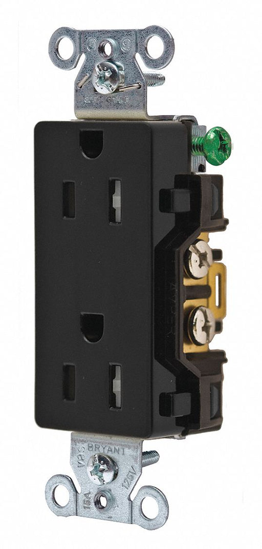 Receptacle Blk 15A Tamper Resist. 125VAC