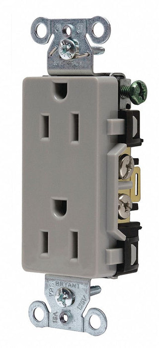 Receptacle Gray 15A Flush Mount 125VAC