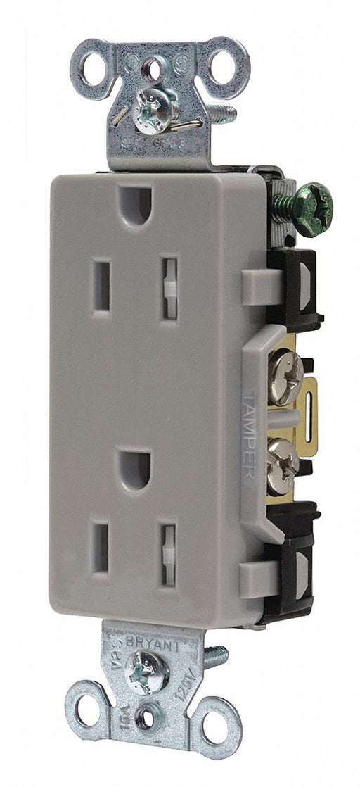 Receptacle Gry 15A Tamper Resist. 125VAC