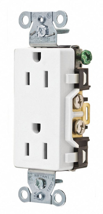 Receptacle White 15A Flush Mount 125VAC