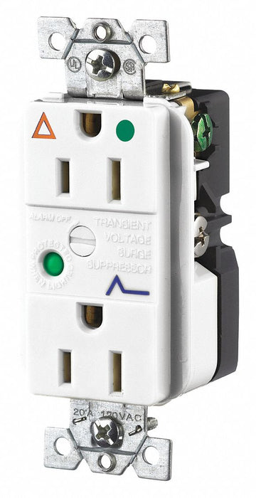 Receptacle White 15A 3 Wires 2 Poles
