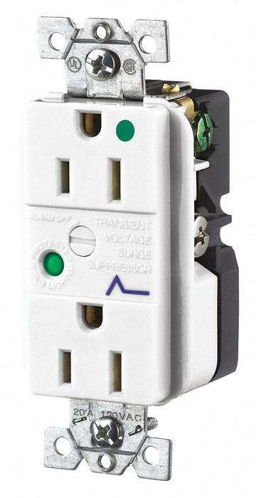 Receptacle White 15A Audible Alarm Nylon