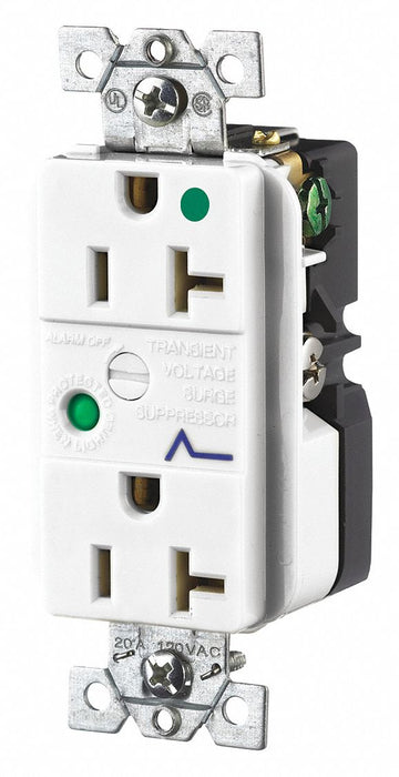 Receptacle White 20A Audible Alarm Nylon