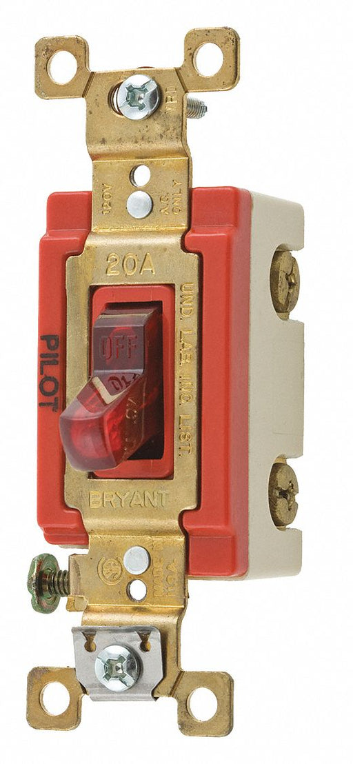 Pilot Light Wall Switch Red 1-Pole Type