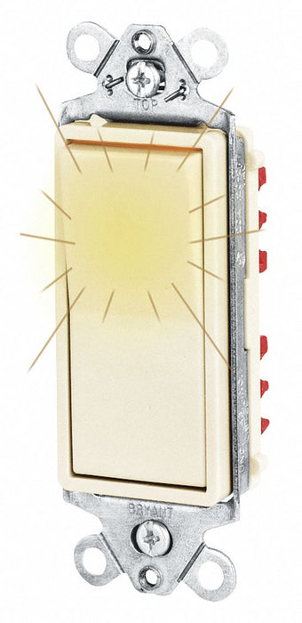 Illuminated Wall Switch 20A Rocker Style