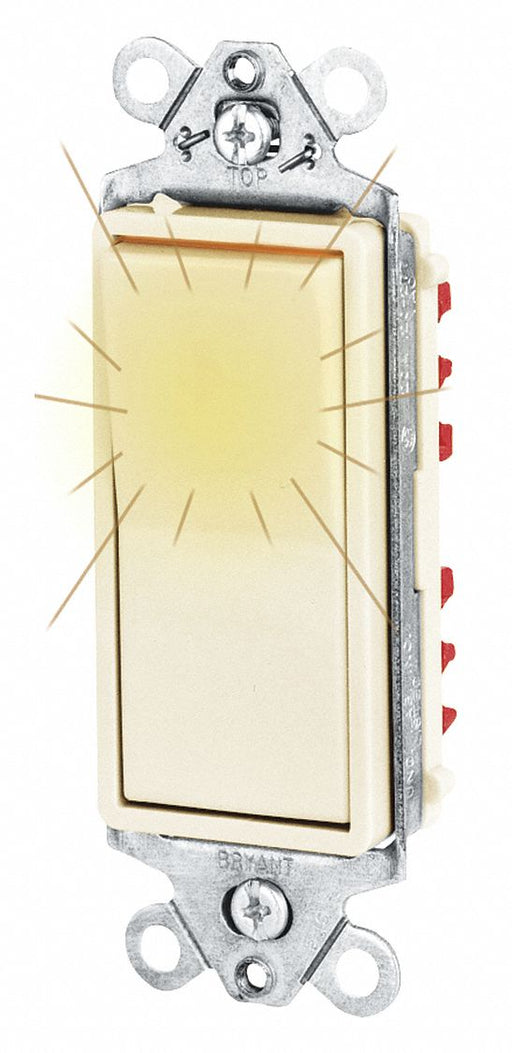 Illuminated Wall Switch 20A Rocker Style