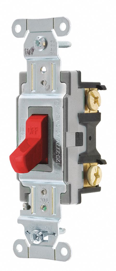 Wall Switch 20A Red Toggle 120/277VAC