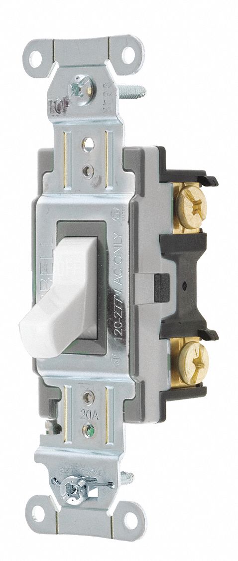 Wall Switch 20A White Toggle 1 to 2 HP