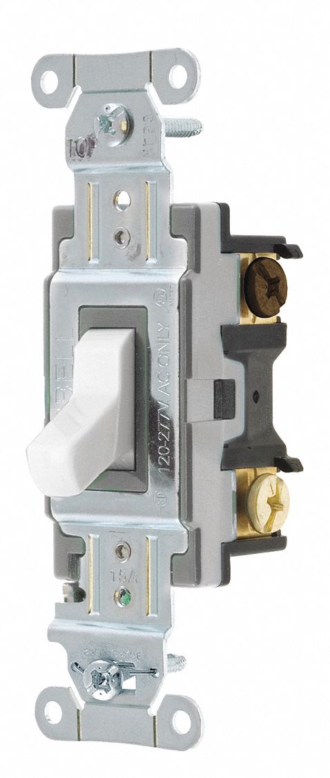 Wall Switch 15A White Toggle 1 to 2 HP
