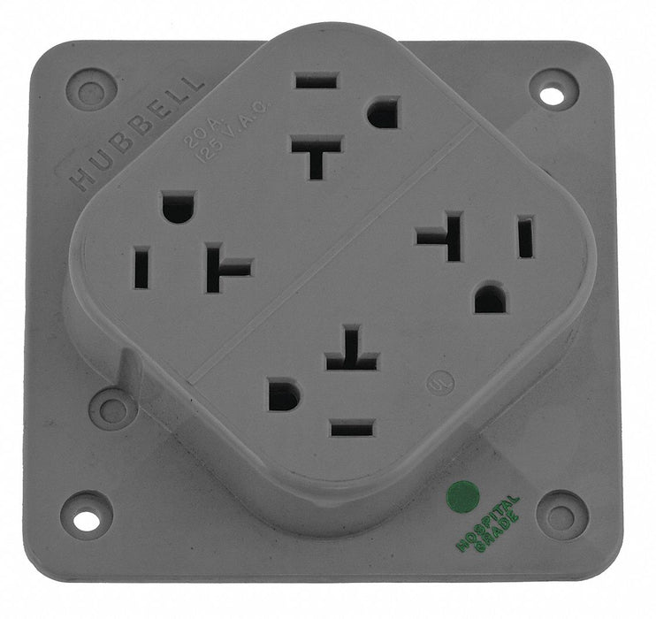 Receptacle Gray 20 A 2P3W Back 1PK