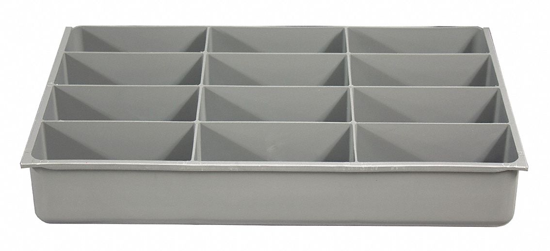 DrwInsrt Gry 12Cmptnt PlyPrp Fit91/4 Box