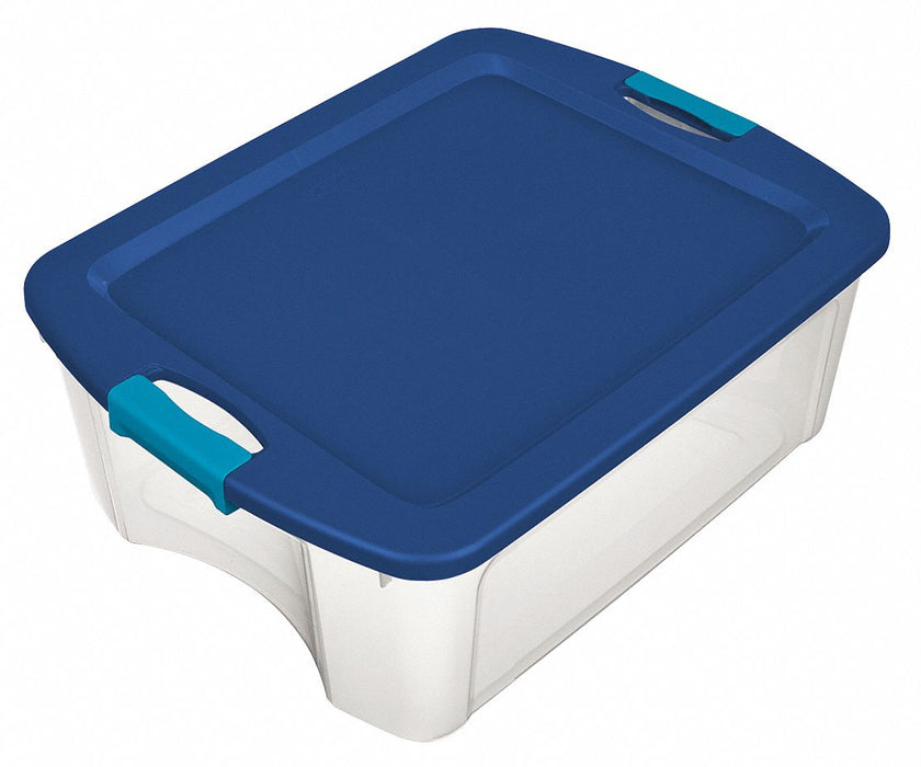 Storage Tote Clear/Blue Polypropylene