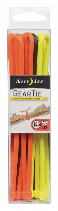 Gear Tie 12 in Black Orange Yellow PK12