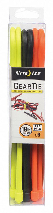 Gear Tie 18 in Black Orange Yellow PK6